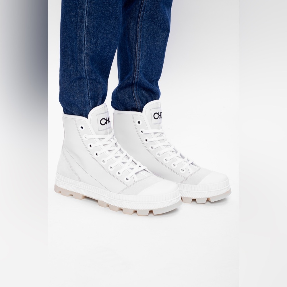 EUC JIMMY CHOO Men’s Nord Sneaker Boot US 11 EU 44 White
